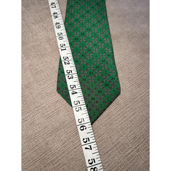 MCM Tie Mens Silk Necktie Chain Print Luxury Designer 58in Long Dress Accessory - Picture 5 of 5